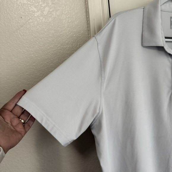 Callaway Opti Dry XL Light Blue & White Striped Performance Golf Shirt - Picture 4 of 9